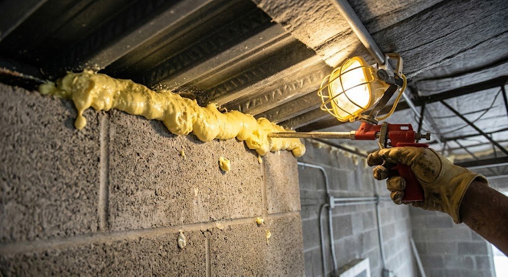 Air sealing at a commercial roof-to-wall joint
